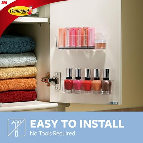 Command Medium Caddy, Holds up to 2 lb, 7.5" x 2.1" x 2.1", 1 Caddy with 4 Strips, Damage-Free Organization Wall Mount to Cabinet, Kitchen, Pantry, Closet, or Under Sink - color: Transparent