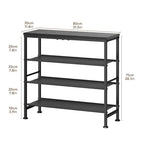 Mavivegue Shoe Rack Organizer, 4-Tier Metal Shoe Storage with Non-Woven Fabrics Shelves and Wooden Top Board, Shoe Rack for Entryway Bedroom Living Room Garage, Black - size: 4 Tier