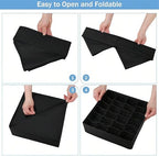 Sock Drawer Organizer Divider, 24 Cell Foldable Closet Underwear Storage Boxes, Fabric Dresser Drawer Dividers for Clothes, Socks, Lingerie, Ties, Belts, Baby Clothing - Black