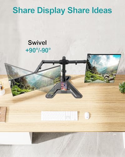 MOUNT PRO Dual Monitor Stand, Free-Standing Full Motion Monitor Desk Mount Fits 2 Screens up to 27 inches,17.6lbs with Height Adjustable, Swivel, Tilt, Rotation, VESA 75x75 100x100, Black - color: Black, size: Dual