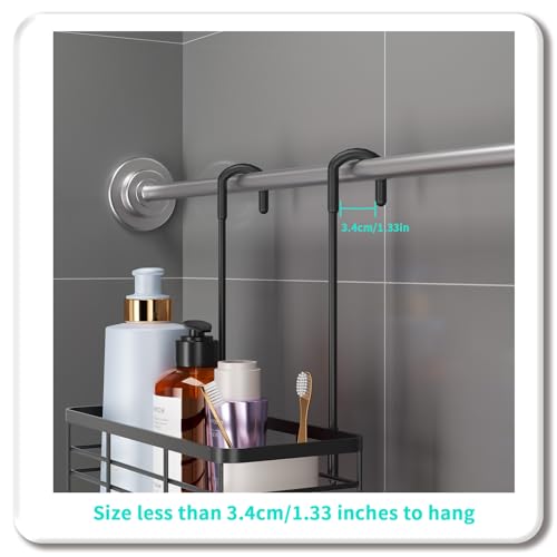 HapiRm Hanging Shower Caddy Organizer - No Drilling Shower Organizer with Hooks, Rustproof & Waterproof 304 Stainless Steel Bathroom Shelves - Black (1 Basket) - color: Black- 1 Basket