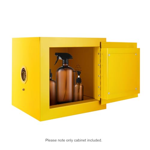 Hazardous Materials Storage Cabinet, 13"x13"x13" Industry Safety Cabinet, 2 Gallon Flammable Liquid Storage, Ultimate Safety Box Manual-Close Space Saver, Fireproof Cabinet