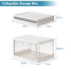 Kmiectse Clear Storage Bin with Lid 3 Pack 【Stackable & Sturdy】 Plastic Multifunctional Folding Storage Bins for Bedroom, Living Room, Study,Room, 23 QT Folding Box with Magnetic Door - size: 3 Tier-3 Lids