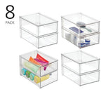 mDesign Plastic Stackable Bathroom Storage Organizer Bin with Pull Out Drawer for Cabinet, Vanity, Shelf, Cupboard, Cabinet, or Closet Organization - Lumiere Collection - 8 Pack - (Clear, 8 x 12 x 4) - size: 8 x 12 x 4 (Pack of 8)