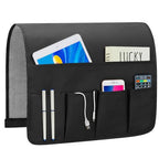 Non-slip Couch Organizer Armchair Caddy, Oxford TV Remote Control Holder Bedside Caddy with 5 Pockets for Key Glasses Phone Magazine Holders. - size: 35''x18''