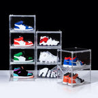 12 Pack Shoe Boxes, Clear Acrylic Stackable Plastic Sneaker Box Container, Magnetic Drop & Side Open Shoe Organizer Case Container With Lids Fits Up to Size 15(Transparency) - color: Transparency