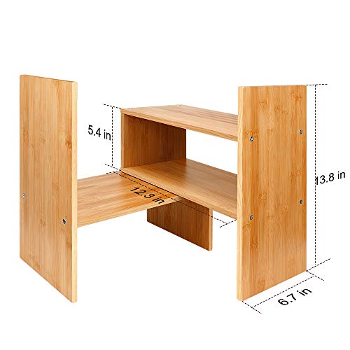Sorfity Adjustable Desktop Bookshelf, Desk Organizer Display Shelf Counter Top Bookcase Free Style Display Shelf Rack Office Supplies Storage Shelf Book Multipurpose Bookshelf for Office Kitchen - color: Yellow
