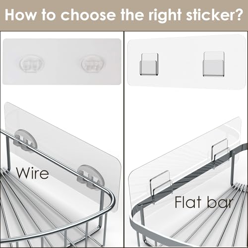 Shower Caddy Adhesive Replacement Stickers, Shower Organizer Adhesive Replacement, Assorted Wire Hook 10 Pack