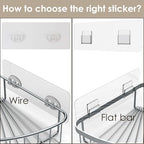 Shower Caddy Adhesive Replacement Stickers, Shower Organizer Adhesive Replacement, Assorted Wire Hook 10 Pack