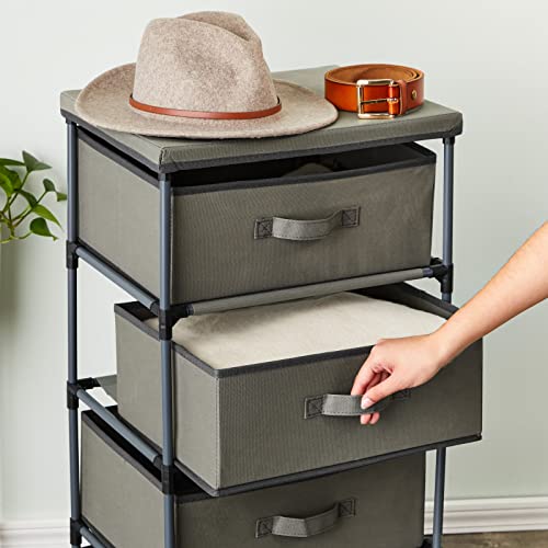 Juvale 4-Tier Dresser for Bedroom - 16.5 in x 13 in x 33 in, Light Gray Fabric, 4 Drawers - Narrow Closet Storage Drawers & Organizer - Steel Frame & Easy Assembly - color: Light Gray