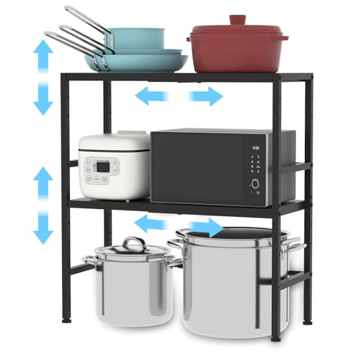 2-Tier Expandable Metal Storage Shelves, 150LBS Heavy Duty Shelving Units and Storage,Adjustable Utility Organization and Storage Shelf Rack For Kitchen Garage Laundry Bathroom Pantry Warehouse - size: 2 Tier：11.8"D x 28.3"W x 30.9"H