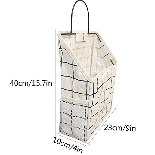 Fantasyon Wall Hanging Storage Bag, Waterproof Over The Door Closet Organizer Hanging Pocket Linen Cotton Organizer Box Containers for Bedroom, Bathroom (White) - color: White