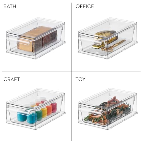 iDesign Stackable Kitchen Storage Drawer for Fridge, Pantry, Under-Sink, or Cabinet - Set of 2 - Clear - style: Pack of 2