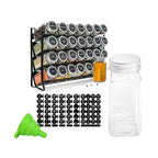 Spice Jar Rack with KEEP – 4-Tier Organizer with 28 Empty Bottles, 180 Waterproof Labels (55 Blanks), Funnel &Screws | Space-Saving Spice Storage Set for Kitchen Counter or Cabinet