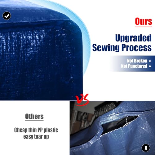 Cosy Family 8 Pack Heavy Duty Extra Large Moving Bags with Backpack Straps - Strong Handles & Zippers, Storage Totes For Space Saving, Fold Flat, Alternative to Moving Box (Set of 8, Blue) - color: Blue, size: 24 gal-Pack of 8