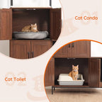 HOOBRO Litter Box Enclosure, Litter Box Furniture with Storage, 2-in-1 Hidden Cat Furniture with Shelf, 2 Dangling Plush Balls and 1 Toy Ball, Large Wooden Cat Washroom, Walnut WL78MW01 - color: Walnut