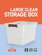 WYT 32 Qt Plastic Clear Storage Bin with Durable Lids and Latching Buckle, 6-Pack Tote Organizing Box Stackable and Nestable - size: 32qt - 6 pack