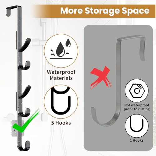 Over The Door Hooks, Metal Door Hooks for Hanging, Over The Door Purse Organizer for Coat Hanger, Back of Shower Door for Hanging Towel Rack Clothes, Hat, Bathroom, Closet (Black-4Packs) - color: Black, size: 4 Pack