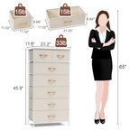 Crestlive Products Vertical Dresser Storage Tower - Sturdy Steel Frame, Wood Top, Easy Pull Fabric Bins, Wood Handles - Organizer Unit for Bedroom, Hallway, Entryway, Closets - 7 Drawers (Beige) - color: Beige, style: 7 Drawers