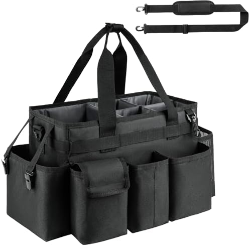 Cleaning Caddy,Cleaning Bag for Housekeepers,Cleaning Supplies Organizer with Handle,Black - color: Black, size: Medium