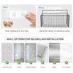 2 Pack Large Adhesive Cabinet Organizer - Lid Organizer Inside Cabinet Wall Mounted Pantry Door Caddy for Kitchen Containers Lid Kitchen Under Sink Basket
