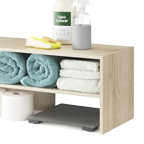 Whitmor Wood Stackable 2-Shelf Shoe Rack, White Oak, 24 inches，2 Pack - color: Light Brown, size: 24 INCH X2