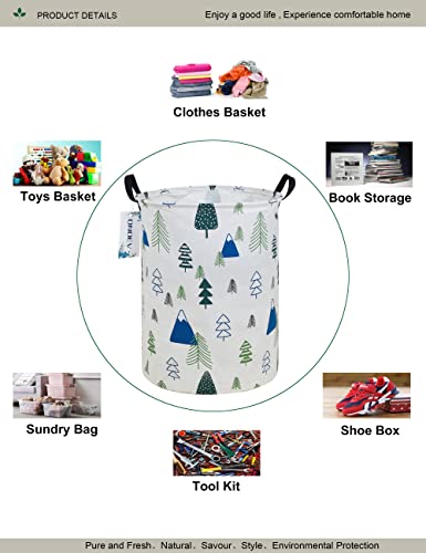 Round Fabric Storage Bin,Decorative Basket,Organizer Basket with Handles,for Clothes Storage,books and 19.7inch(H) x 15.7inch(D) - color: Forest