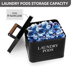 Calindiana Modern Farmhouse Metal Laundry Pods Holder with Lid - Space Saving Organization, Holds 81 Pods, Black - color: Black