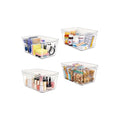 MOONEDGE Small Clear Plastic Storage Bins with Lids and Handles,Stackable Small Item Organizer Containers for Vanity,Craft,Office,Fridge,Kitchen,Pantry,Bathroom,Closet - 4 Pack (10×6×5 in) - size: 4 Pack