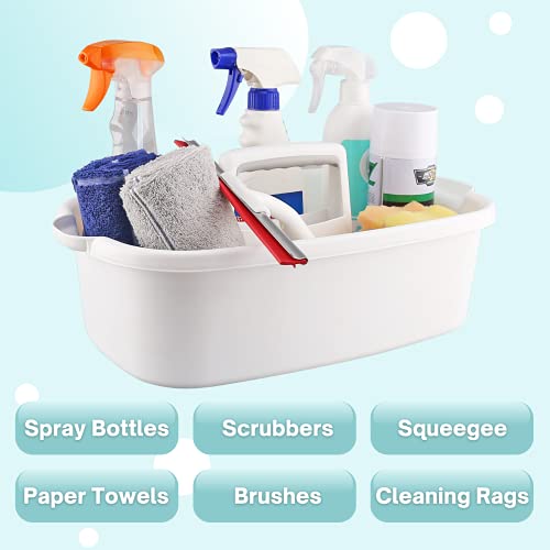 Cleaning Caddy Organizer with Handle, White Plastic Bucket for Cleaning Supplies Products, Cleaning Tool Storage Tote, 2 Pack - color: White, size: 2 Pack