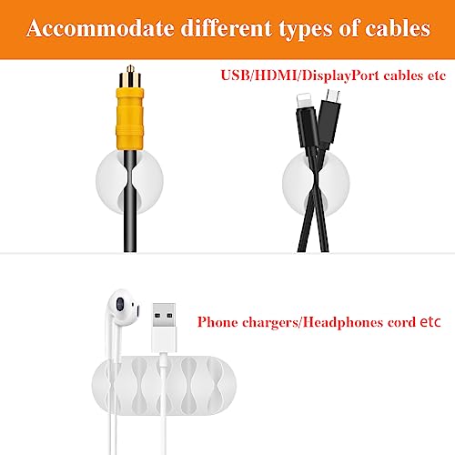 Shintop Cable Clips, 16 Pack White Cord Holder Adhesive Cable Organizer Wire Holder for Organizing Phones Chargers Desk Nightstand Car - color: White, size: Multi-size