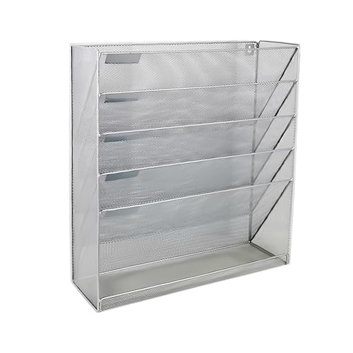 6 Tier Wall File Organizer, A3 Office Hanging Magazine Holder, Desktop Vertical Mail Paper Folder Holder Rack, Home Office Organization and Storage, Black (6 Tier,Silver) - color: A3 ,6 Tier, Silver