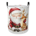 Santa Claus and Deer Laundry Basket Foldable Laundry Hamper with Handles Clothes Storage Bin for Household Bedroom Bathroom Dorms 17.3"x13.6" - color: Santa Claus and Deer