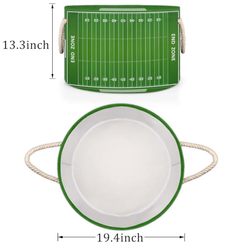 Large Round Storage Basket Sports Football Field Collapsible Circle Storage Bin Laundry Hamper With Handle for Kids Boy Girls Toy Bedroom Living Room Nursery Home Room Decor Storage Organizer Green - color: A03:Sports Football