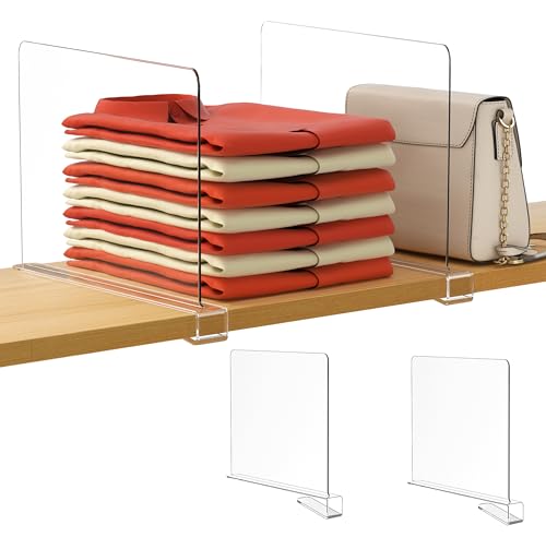 HBlife 𝟭𝟮 𝗜𝗻𝗰𝗵𝗲𝘀 𝗧𝗮𝗹𝗹 [𝗘𝘅𝘁𝗿𝗮 𝗧𝗮𝗹𝗹 𝗩𝗲𝗿𝘀𝗶𝗼𝗻] Clear Shelf Dividers, 2 Pack Purse Organizer for Closet Perfect for Sweater, Shirts, Handbags, Acrylic Bookshelf for Organization - color: Clear (12 Inches Tall, Higher Style), size: 2 PCS