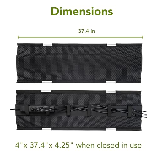 PERFECT POSTURE Mesh Cable Organizer – Clamp-Mounted Under Desk Cable Management, Flexible Mesh, Easy-Access Design, & Standing Desk Compatible – 38” (Black) - color: Black, size: 38" Clamp