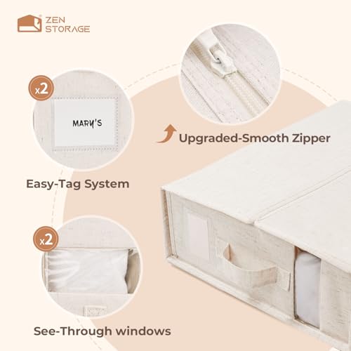 6Pack Linen Sheet Organizers and Storage - King/Queen Size Sheet Storage Organizer with Window, Foldable & Dustproof Sheet Organizer for Linen Closet for Summer Blankets & Sheet Sets,Off-white - color: Off-White, size: 6 Pack
