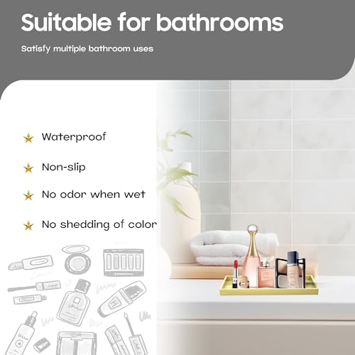 Vanity and Bathroom Tray, 7.7" ABS Countertop Organizer,Waterproof Vanity Tray for Toilet Tank,Perfume,Soap,Keys,Bathroom Accessories,Kitchen and Bath Trays,Non Slip Small Trays,Gold - color: Gold, size: 7.7" x 4" x 0.7"