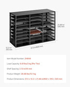VEVOR Literature Organizer, 27 Compartments Metal Office Mailbox with Detachable Wire Mesh, Mailbox Sorter with Wooden Top, Countertop Office Home Storage Organizer for File, Document, Paper, Black