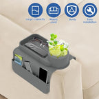 Silicone Sofa Armrest Tray with Dual Side Pockets, Anti-Slip Couch Cup Holder, Silicone Armchair Cup Holder for Drinks, Phone & Snacks, Arm Organizer for Living Room, Recliner, Car (Grey) - color: Grey