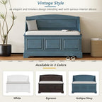 Knocbel Rustic Entry Storage Bench with Hidden Compartments and Removable Cushion, Wooden Entryway Hallway Foyer Shoe Bench Bedroom End of Bed Bench (Antique Navy and Beige) - color: Antique Navy and Beige