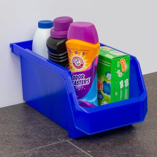 ReadySpace Plastic Containers for Organizing and Storage Bins for Closet, Kitchen, Office, Garage or Pantry Organization, Stackable Bins, Large (14.8" x 8" x 7"), 6-Pack, Blue - color: Blue, size: Large, 6-Pack