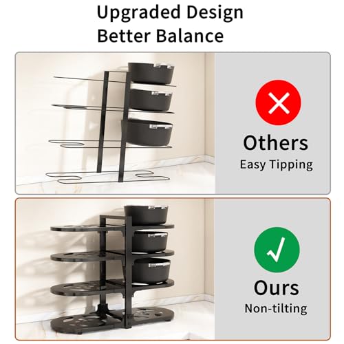 Adjustable Heavy Duty Pots and Pans Organizer Under Cabinet, 8-Tier Pot and Pan Organizers Inside Cabinet, Kitchen Cabinet Organizers and Storage, Black - color: Black