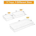 Clear Plastic Drawer Organizer Set for Kitchen, Bathroom, Office, Cosmetics & Tools - Multifunctional Storage Trays with Adjustable Dividers, Space-Saving Transparent Design (Clear, 9 Pcs) - size: 9 Pcs