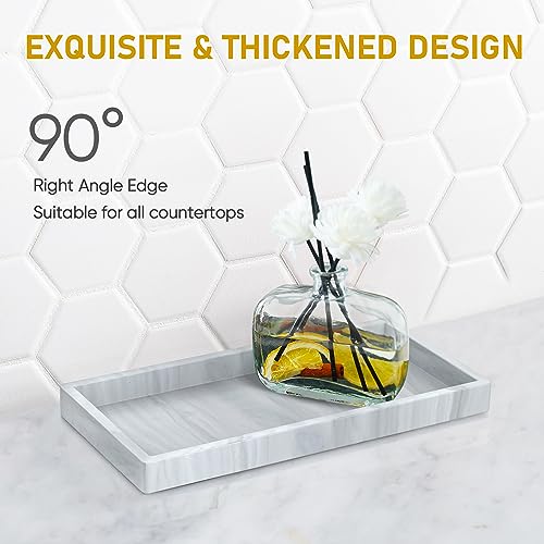 Silicone Bathroom Tray,Shatterproof Silicone Tray for Bathroom Counter,Small Vanity Tray for Bathroom Soap Dispenser Tray Toilet Tank-7.8 * 3.9in - color: Marble Pattern, size: Small-7.8*3.9 in