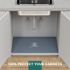 Under Sink Mat, 28" x 19" Silicone Kitchen Cabinet Tray, Waterproof & Flexible Under Sink Liner for Kitchen Bathroom and Laundry Room - size: 19"W x 28"L