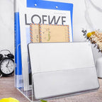 4 Section Acrylic File Organizer, Clear Desk Organizer and Accessories, Sturdy File Folder Holder Sorter, Office Supplies for Mail Letter Paper Electronic Notebook