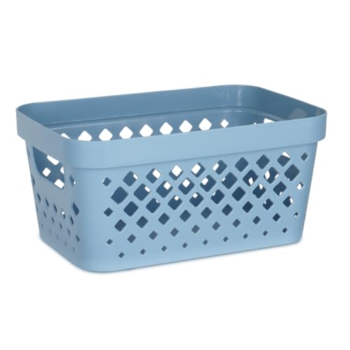 Glad Plastic Baskets for Organizing, Set of 6 | Pantry Storage for Under Counter, Linen Closet, and Bathroom | Nesting Shelf Bins with Handles, 1 Gallon, Marina Blue - color: Marina Blue, size: 1 Gallon