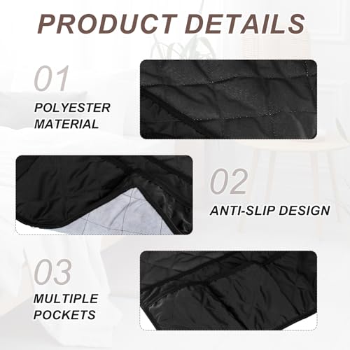 uxcell 2 Pcs Recliner Armchair Caddy, Couch Armrest Organizer with 14 Pockets for Bedside Sofa Remote Control Holder Magazine Phone Book Glasses (Black, 20" x 7" x 9") - color: Black