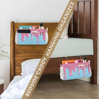 Bedside Caddy Hanging Bunk Bed Caddy Bed Organizer Hanging Pocket with 2 Hooks Bedside Storage Organizer Pocket Bag Holder Cartoon Dripping Frosting - color: Cartoon Dripping Frosting